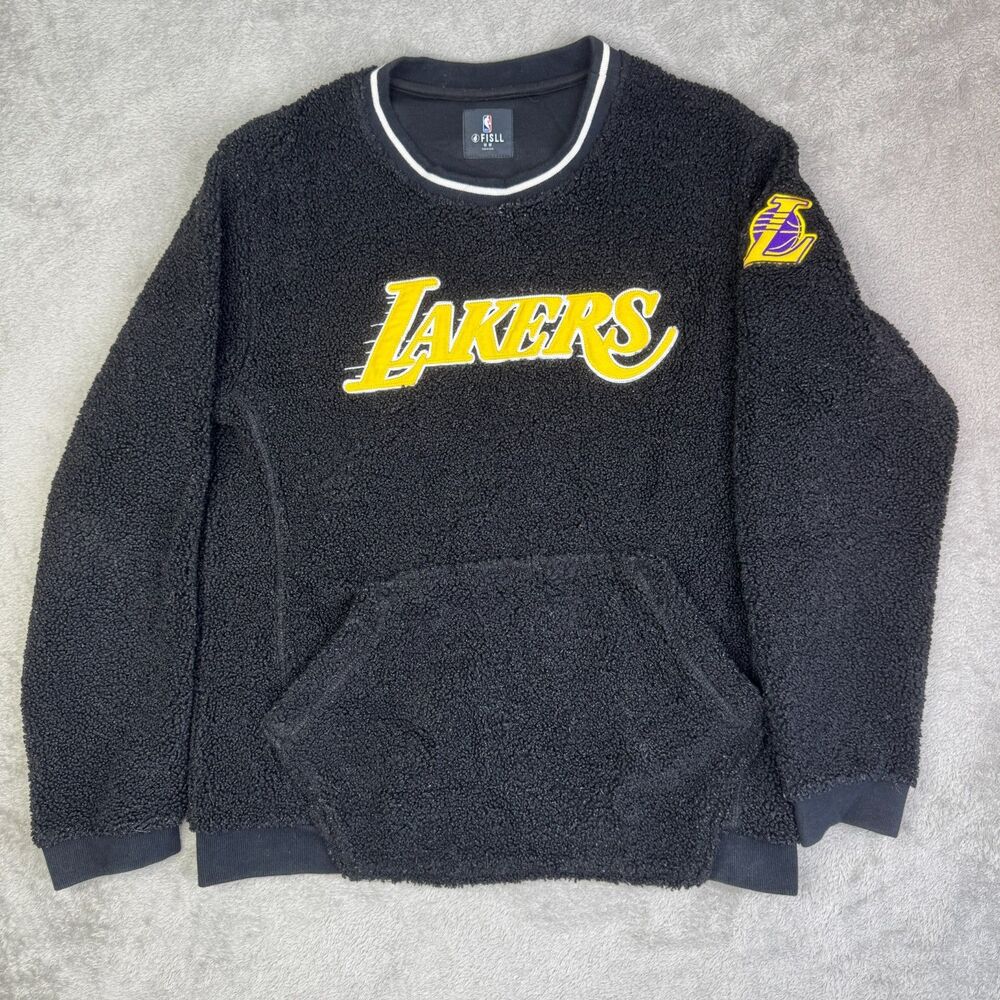 Los Angeles Lakers Sweatshirt Mens Medium Black Fisll NBA Basketball Crew Neck